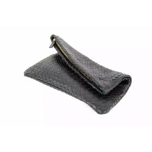 WOVEN ITALIAN LEATHER NAVY CROSSBODY HANDBAG